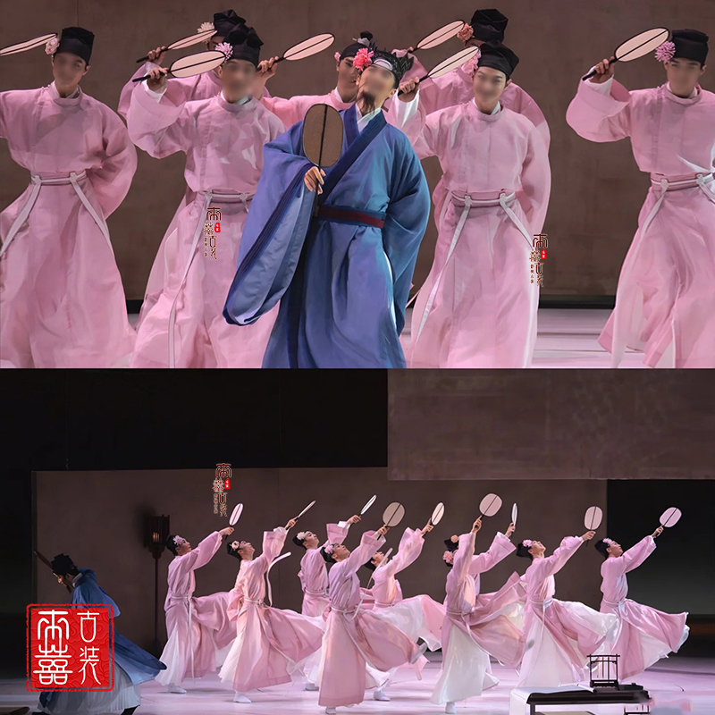 Dance Costume Similar to the One Worn by Wang Ximen in the Dance Drama, Men's Hanfu Scholar-Style Dance Costume, Performance Costume for Group Dance