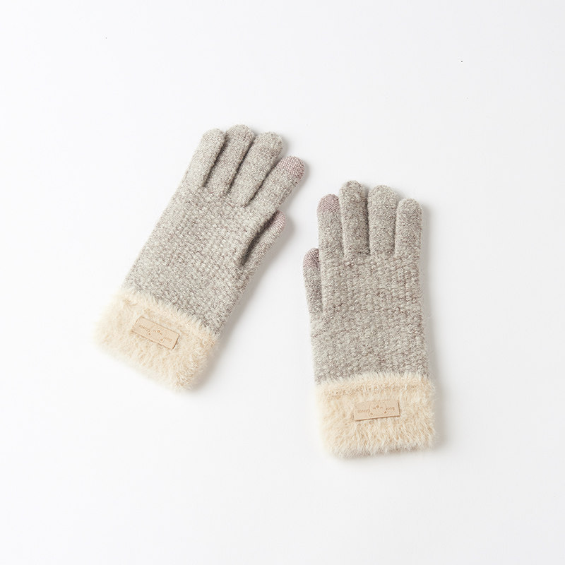 100 Ruo wool line gloves female winter sweet and beautiful day series Tianyuan Touch Screen Gloves Female Winter Warm Students