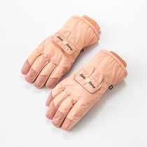 Cute outdoor cold-proof ski gloves women winter warm and thick waterproof non-slip cycling gloves winter women plus Velvet