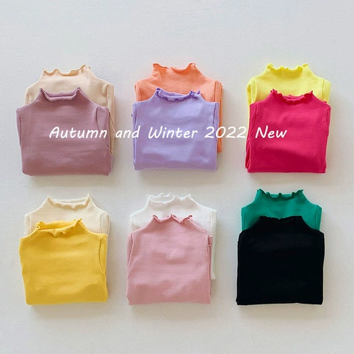 Детская приятная телу демисезонная хлопковая цветная футболка, высокий воротник