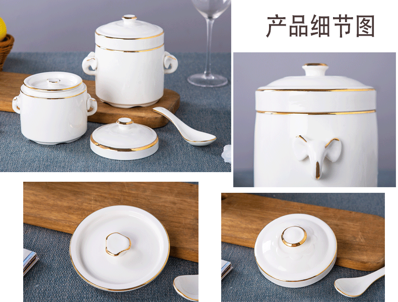 Jingdezhen porcelain cup water stew stew ceramic pictographic pure white paint double size in clay pot soup pot soup bowl bird 's nest