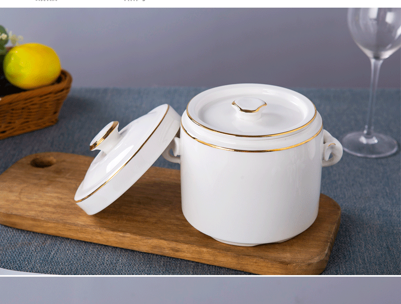 Jingdezhen porcelain cup water stew stew ceramic pictographic pure white paint double size in clay pot soup pot soup bowl bird 's nest
