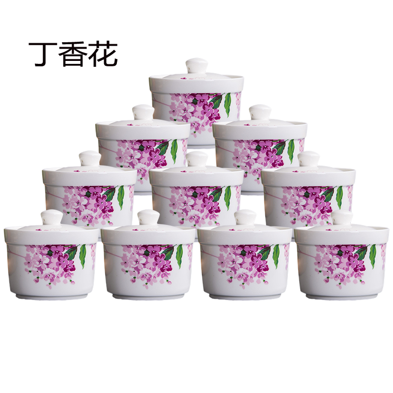 Ceramic water stew 10 the loaded with cover small cup steamed egg cup stew pot stewed bird 's nest soup cup for cup bowl of soup as cans braise cup