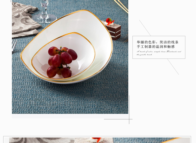 New Lin pull paint edge ipads porcelain white triangle serie rainbow such as bowl bowl three bowls of rice bowl pull a salad bowl size