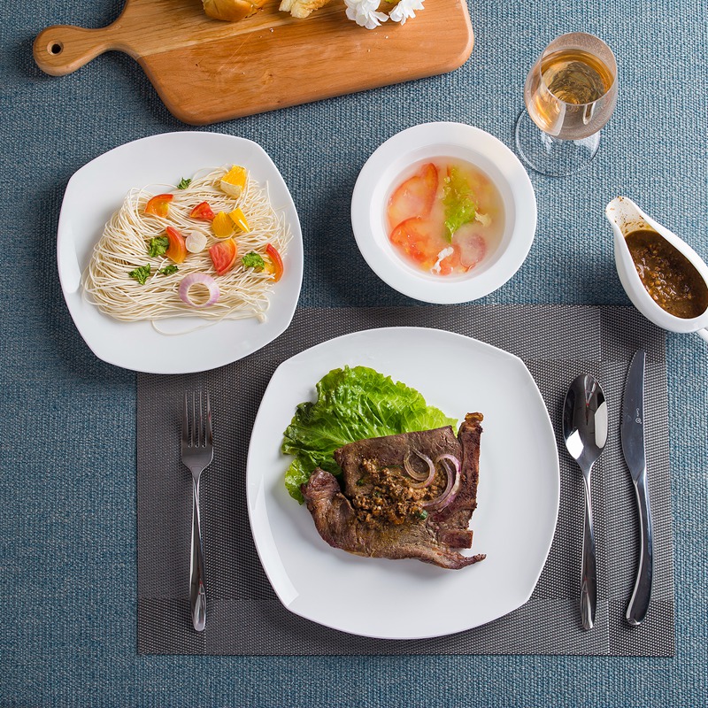 White ipads China square plate beefsteak pasta dish jingdezhen ceramic western - style food dish plate oven