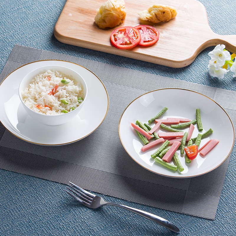 Paint edge ipads porcelain child pure white ceramic plate FanPan food dish deep dish western tableware soup plate plate contracted home business