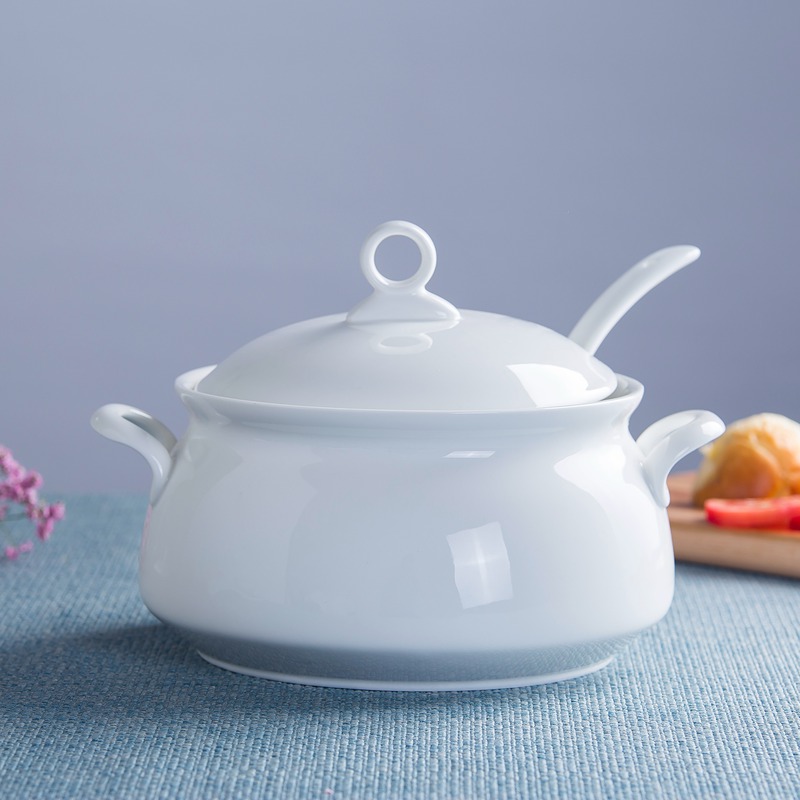 Pure white ipads China palace soup simmering pot porcelain with cover large soup bowl multiple styles