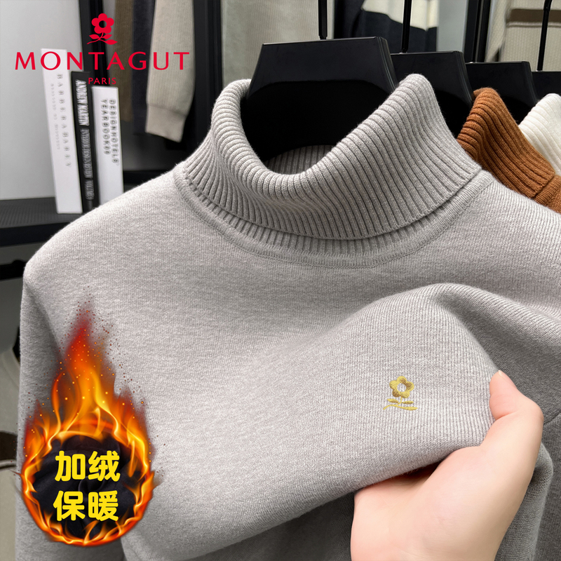 Montagut 100% Pure Wool Sweater Men's Turtleneck Sweater with Fleece Lining, Thickened for Winter, High-End Warm Base Layer Cashmere Sweater Montagut 100% Pure Wool Sweater Men's Turtleneck Sweater with Fleece Lining, Thickened for Winter, High-End Warm Base Layer Cashmere Sweater