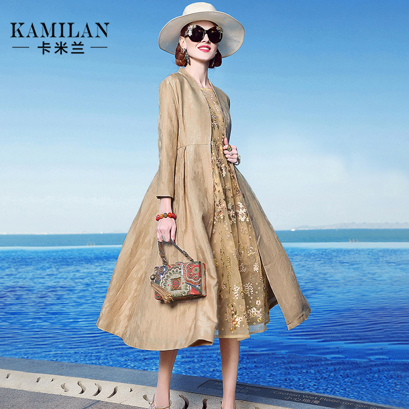 CaMilan winewear woman medium long version 2022 spring autumn new pint loose large swing type European and American fashion 100 hitch long sleeve jacket