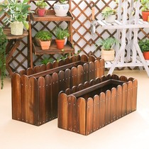 Courtyard anticorrosive wood flower pot flower box anticorrosive wood flower box outdoor planting flower balcony wooden box