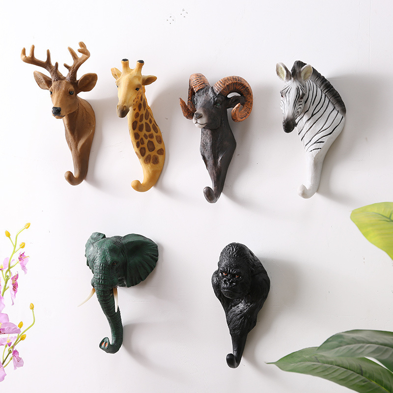 Creative American-Style Animal Hooks for Entryway, Wall-Mounted Key Holder, Coat Rack, Clothes Hook, Hat Hook Decoration