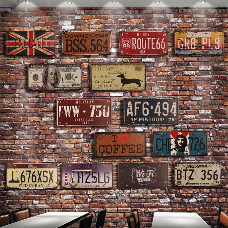 American Retro Industrial Wind License Plate Pendant Dining Room Shop Veranda Decorations Creative Bar Wall Wall Hanging Accessories