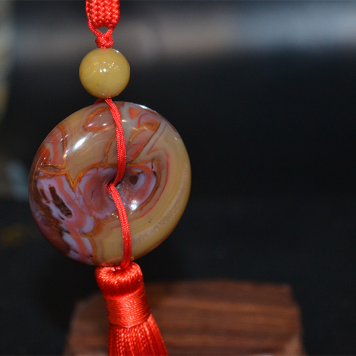 Boutique North Ticket Warfare Country Red Agate Nau Ping Safe Button Car Hanging Handlebar Piece Handheld Pendant Adornment Ornament Swing Piece Gift