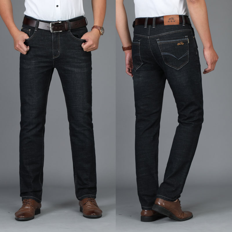 Cổ điển xe jeans nam mùa hè quần siêu mỏng màu xanh lá cây người đàn ông trung niên của quần âu nam phong cách lỏng lẻo