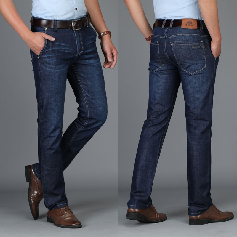 Cổ điển xe jeans nam mùa hè quần siêu mỏng màu xanh lá cây người đàn ông trung niên của quần âu nam phong cách lỏng lẻo