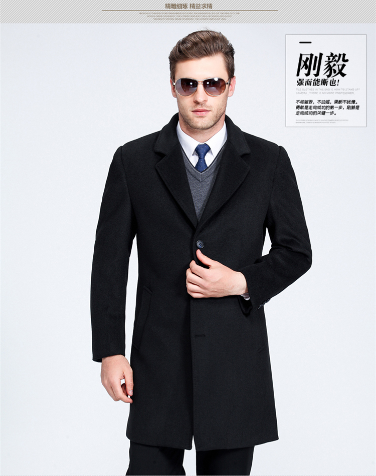 Nizi áo khoác nam thử nghiệm trung niên mùa thu và mùa đông ion nam cashmere áo len len áo gió đất sét lê áo khoác cặp