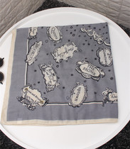 2020 Spring and Autumn new large square scarf shawl dual use cotton linen scarf female spring and autumn thin square letter gray scarf