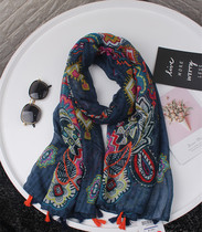 Travel holiday scarf beach bohemian folk cotton linen scarf female sunscreen shawl desert photo scarf