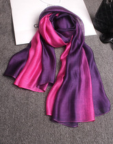 2020 Spring and Autumn new cotton linen silk scarf long mulberry silk gradient color scarf shawl dual use female spring and autumn scarf
