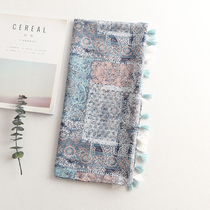 2017 Spring Literary fresh female cotton scarf Japanese color mosaic mosaic sunshade shawl summer silk scarf