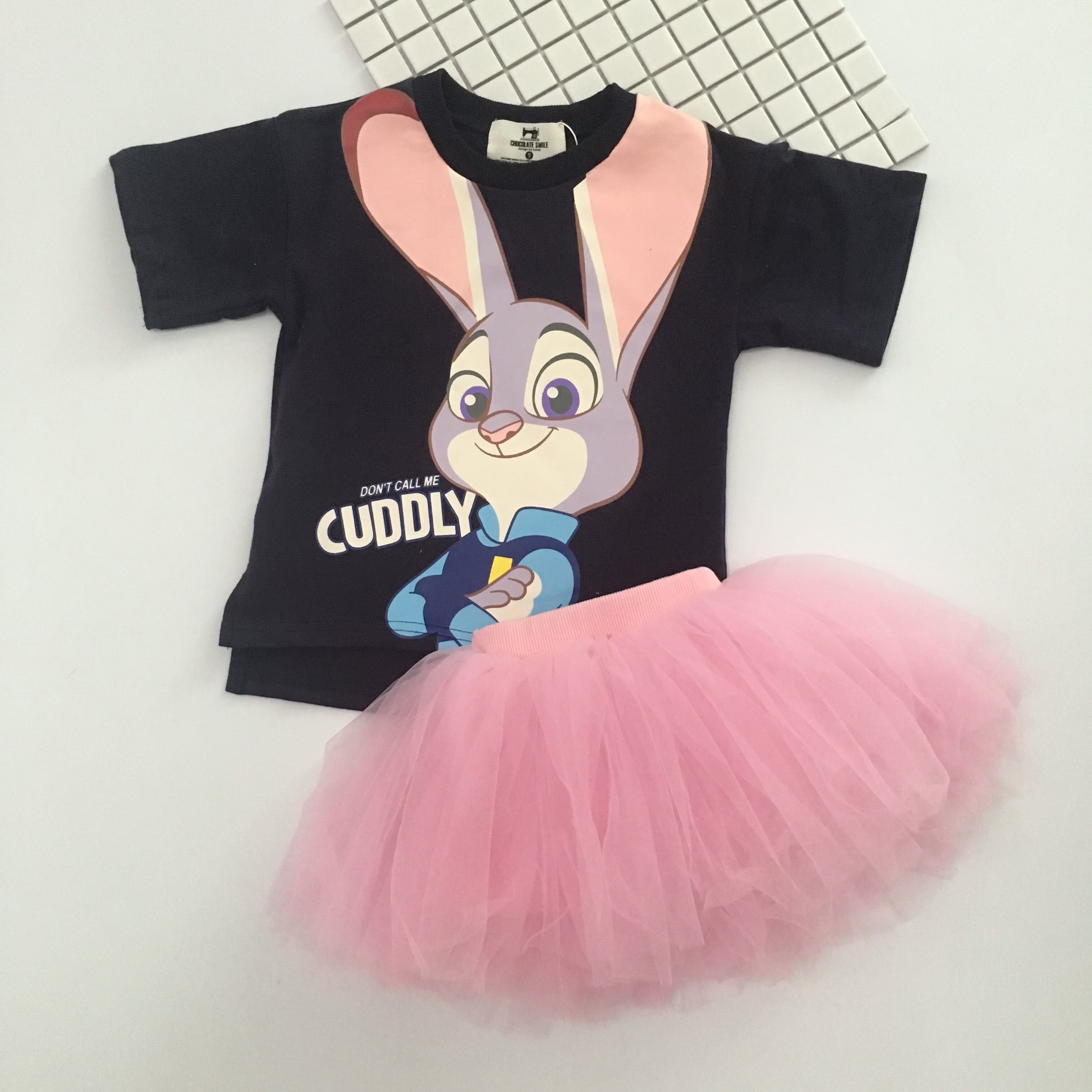 Hàn Quốc cha mẹ con 2019 hè mới phim hoạt hình thỏ Judy cotton ngắn tay áo thun mẹ dễ thương Hàn Quốc - Trang phục dành cho cha mẹ và con áo gia đình