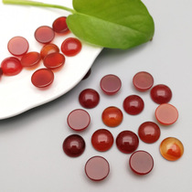 High-quality natural red agate 4-12mm carnelian ring surface semicircular patch diy hairpin ring material package accessories