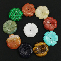 Natural stone 30mm hand-carved single hole six-leaf petals DIY jewelry hairpin pendant material accessories