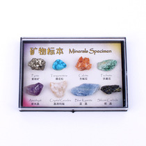 Natural raw ore 8 kinds of crystal specimens Mineral geology Chinese and English teaching materials Childrens gift mini box