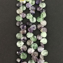 Natural purple-green fluorite horizontal hole section flat water droplets 10x12mm teardrop petals Hairpin Hanfu accessories loose beads