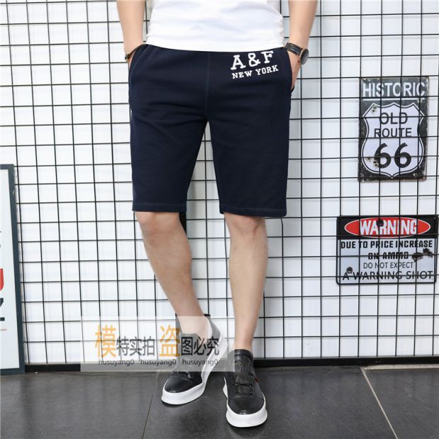Quần short nam Af phần mỏng màu đen mồ hôi giản dị cotton năm quần quần Âu châu af quần nam bãi biển - Quần short quần legging nam