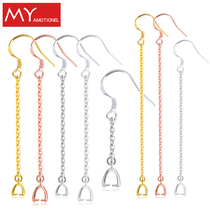 Whole set of whole body 925 pure silver ear hook chain clip button diy brief ear pendant homemade ear accessories Handmade Earrings