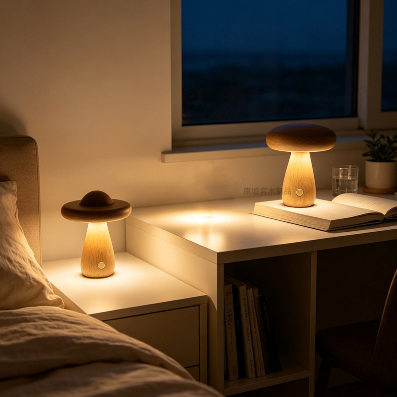 Mushroom Lamp, Mushroom-Shaped Bedside Lamp, Modern Minimalist Led Ambiance Night Light, Eye-Friendly Wooden Warm Bedroom Light Mushroom Lamp, Mushroom-Shaped Bedside Lamp, Modern Minimalist Led Ambiance Night Light, Eye-Friendly Wooden Warm Bedroom Light