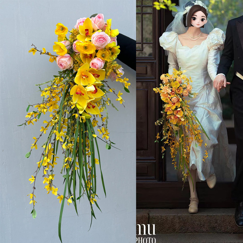 Modern Chinese-Style Forest-Themed Waterfall Bouquet Artificial Flowers Photography Studio Outdoor Wedding Photo Shoot Props Modern Chinese-Style Forest-Themed Waterfall Bouquet Artificial Flowers Photography Studio Outdoor Wedding Photo Shoot Props