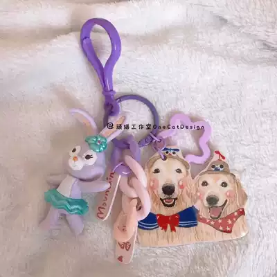 Stupid studio Electronic manuscript plus hand-painted pet custom cute keychain anti-lost identity information card