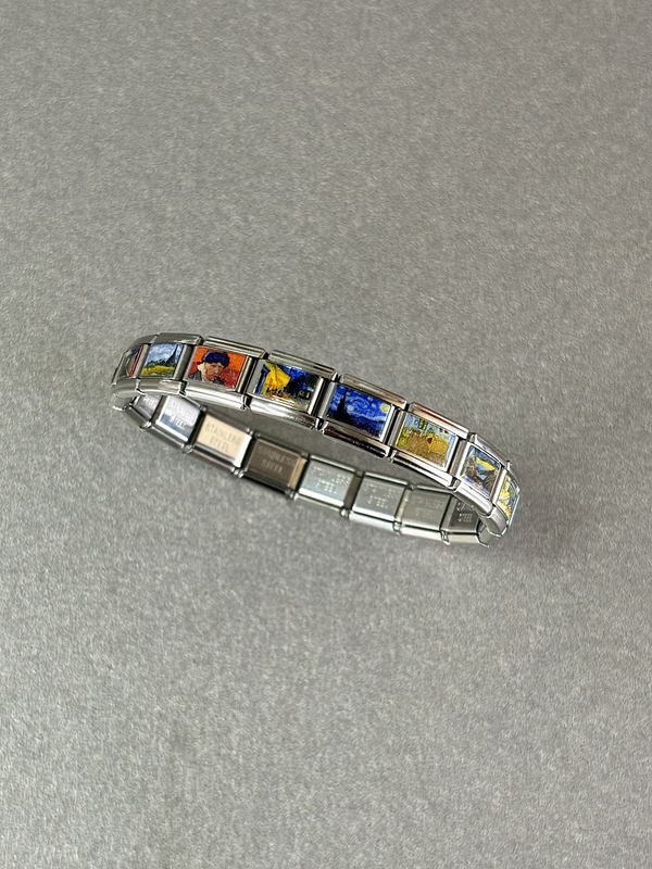 Vintage Van Gogh Starry Night Italian Modular Bracelet DIY Splicing Retro Couple Bracelet for Men and Women Vintage Van Gogh Starry Night Italian Modular Bracelet DIY Splicing Retro Couple Bracelet for Men and Women