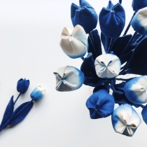 Lanxubai ancient tie-dye fabric magnolia flower pure natural plant dyed indigo dye creative gift