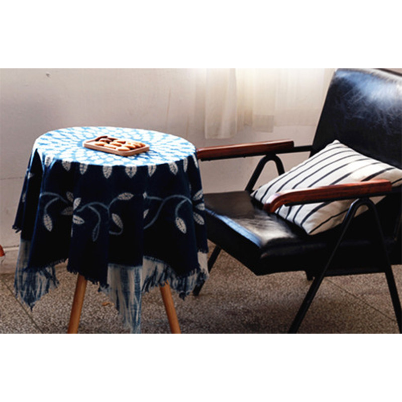 Blue and White ancient tie-dyed tablecloth Tablecloth table towel Pure cotton tablecloth fabric Pure natural plant dyeing