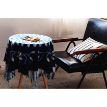 Blue continuous Bai ancient method tie-dyed tablecloth tablecloth table towel cotton tablecloth cotton tablecloth fabric pure natural plant dyeing