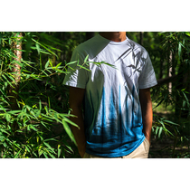 Blue sequel white family Gufaza dyed pure cotton male and female snowmelt T-shirt pure natural bluedyed plant dyeing can be customized