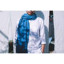 Blue sequel Fausto white group Dyed Silk Scarf Shawl Cape Non-Pure Natural Blue Dyed Grass Wood Dyeing Botanical Stained Vegetable Dye