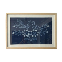 Blue continued Bai ancient method tie-dyed cotton on the eyebrow wall decoration background wall decoration pure natural plant dyeing