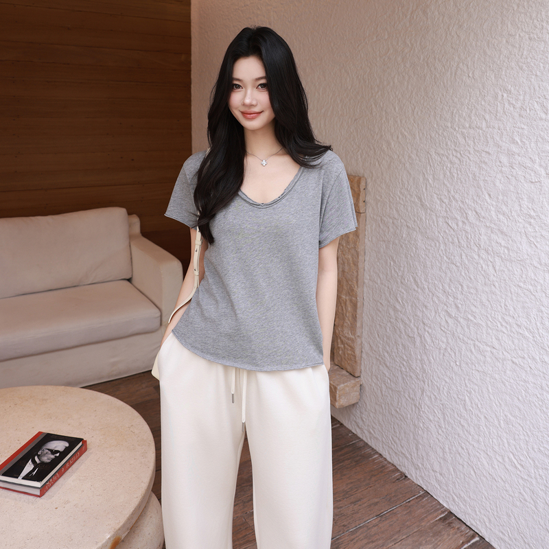 Laoyangjia Clothing California Street Style (Short Sleeve) 100% Cotton Vintage Slimming Fashion Versatile Casual T-Shirt Top