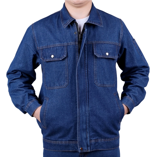 Джинсовый хлопковый износостойкий комбинезон с молнией, увеличенная толщина, защита от ожогов