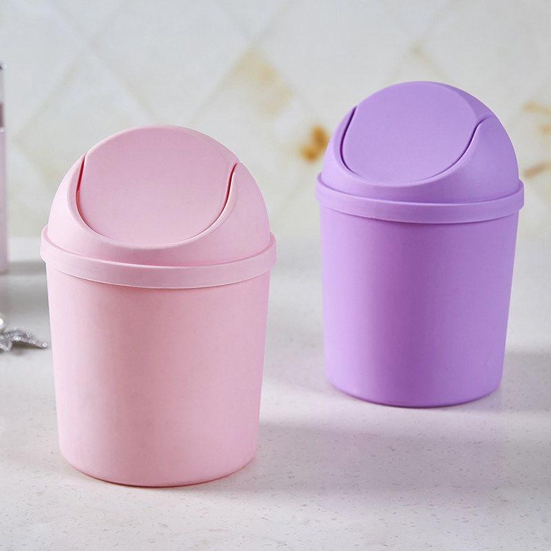 Desktop trash can Household creative mini with lid Living room trumpet tube Bedroom table cute paper basket storage bucket