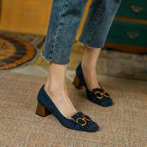 Sturbolea giant good-looking ~ ins bloggers recommend chic shallow heels women rough with Autumn New