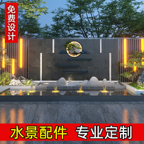 (Customized) stainless steel waterfall outlet flow sink pool courtyard water feature background wall lamp stacked water waterfall
