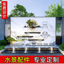 Stainless steel waterfall outlet courtyard fence background modeling lamp water feature curtain wall flow channel flow screen accessories