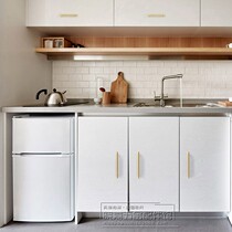 Nordic brass double hole six-sided long handle drawer wardrobe shoe cabinet door simple solid hexagonal gold handle