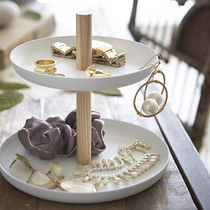 Iron double layer jewelry storage tray for cosmetics storage box Nordic entrance table sundries key storage tray