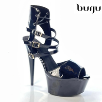 burju-Please Her black high-heeled short boots professional pole dancer high heels